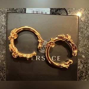 Versace Medusa Hoop Cuff Earrings Metal